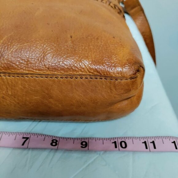 Vilenca Holland Woven Trim Adjustable Straps Leather Crossbody Bag Womens Brown - Picture 8 of 12